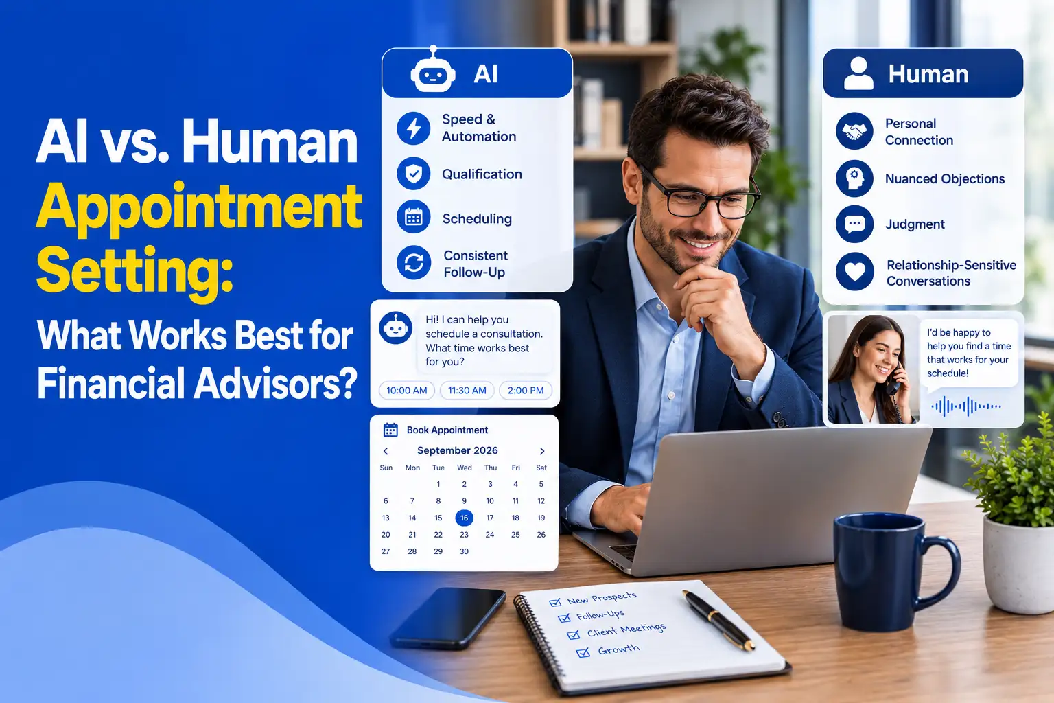 AI vs. Human Appointment Setting: What Works Best for Financial Advisors?